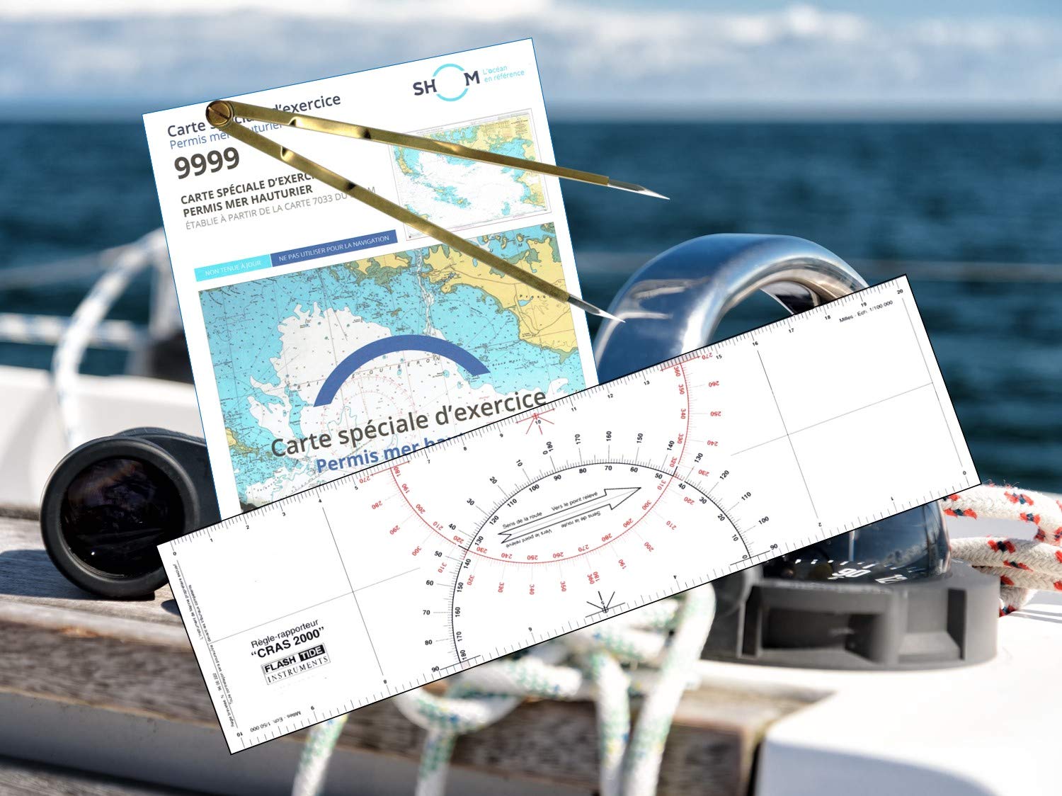 flash-tide-permis-bateau-plaisance-pack-hauturier-carte-r-gle-compas image 1